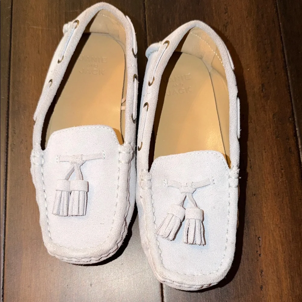 Janie and Jack White Suede Tassel Moccasins size 13 kids